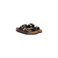 Birkenstock Black Leather Flat Sandals
