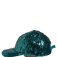 Dolce & Gabbana Men Green Cotton Sequin Baseball Cap 6 Panels Hat