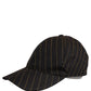 Dolce & Gabbana Black Gold Pinstriped Cotton Baseball Cap Hat