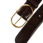Dolce & Gabbana Brown Python Leather Gold Metal Buckle Belt