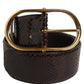 Dolce & Gabbana Brown Python Leather Gold Metal Buckle Belt