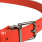 Dolce & Gabbana Red Leather Silver Metal Buckle Cintura Belt