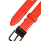 Dolce & Gabbana Red Leather Silver Metal Buckle Cintura Belt
