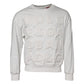 Dolce & Gabbana White Embossed Logo Cotton Crew Neck Sweater