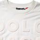 Dolce & Gabbana White Embossed Logo Cotton Crew Neck Sweater