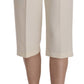 Silvian Heach Cream Mid Waist Cotton Straight Cropped Pants