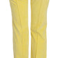 Just Cavalli Yellow Corduroy Mid Waist Straight Trousers Pants