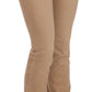 Just Cavalli Brown Cotton Stretch Mid Waist Skinny Trousers Pants