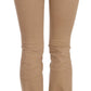 Just Cavalli Brown Cotton Stretch Mid Waist Skinny Trousers Pants