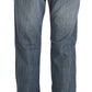 Just Cavalli Blue Washed Cotton Low Waist Slim Fit Denim Pants