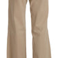 Just Cavalli Beige Cotton Mid Waist Flared Trousers Pants