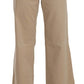 Just Cavalli Beige Cotton Mid Waist Flared Trousers Pants