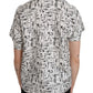 Dolce & Gabbana Trumpet Print Button Front Silk Top Blouse