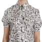 Dolce & Gabbana Trumpet Print Button Front Silk Top Blouse