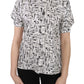 Dolce & Gabbana Trumpet Print Button Front Silk Top Blouse