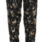 Dolce & Gabbana Black Jazz Club Print High Waist Tapered Pants