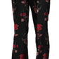 Dolce & Gabbana Floral Print Black Boot Cut Trouser Pants