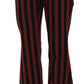 Dolce & Gabbana Black Amaranth Stripe Cropped Flared Pants
