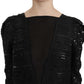 John Richmond Black Silk Full Length Sequined Gown Dress