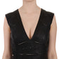 John Richmond Black Leather Studded Mini Shift Dress