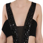 John Richmond Black Crystal Leather Gown Flare Dress
