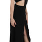 John Richmond Black Crystal Leather Gown Flare Dress