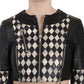 John Richmond Black White Leather Short Cropped Biker Jacket Coat