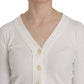 BYBLOS White V-neck Long Sleeve Cropped Cardigan Tops Sweater