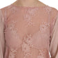 PINK MEMORIES Pink Lace See Through Long Sleeve Blouse