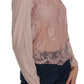 PINK MEMORIES Pink Lace See Through Long Sleeve Blouse