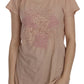 PINK MEMORIES Pink Cream Lace Short Sleeve Shirt Top Cotton Blouse