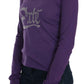 Exte Purple Crystal Embellished Long Sleeve Casual Top