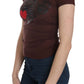Exte Brown Hearts Short Sleeve Casual T-shirt Top