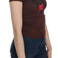 Exte Brown Hearts Short Sleeve Casual T-shirt Top