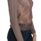 PINK MEMORIES Brown Lace See Through Long Sleeve Top