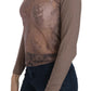 PINK MEMORIES Brown Lace See Through Long Sleeve Top