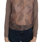 PINK MEMORIES Brown Lace See Through Long Sleeve Top