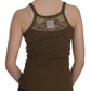 PINK MEMORIES Brown Sleeveless Spaghetti Strap Blouse Top