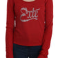 Exte Red Crystal Embellished Long Sleeve Blouse