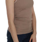 PINK MEMORIES Brown Sleeveless Spaghetti Strap Tank Blouse