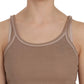 PINK MEMORIES Brown Sleeveless Spaghetti Strap Tank Blouse