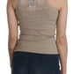 PINK MEMORIES Brown Sleeveless Spaghetti Strap Top Blouse