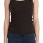 PINK MEMORIES Dark Brown Sleeveless Spaghetti Strap Blouse