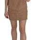 PINK MEMORIES Brown 3/4 Sleeve Crewneck Shift Mini Dress