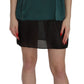 PINK MEMORIES Silk Green Spaghetti Strap Shift Mini Dress