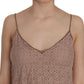 PINK MEMORIES Beige Spaghetti Strap A-line Mini Cotton Dress