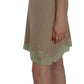 PINK MEMORIES Beige Lace Spaghetti Strap Mini Cotton Dress