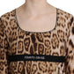 Roberto Cavalli Brown Round Neck Leopard Women Top Blouse