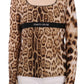 Roberto Cavalli Brown Round Neck Leopard Women Top Blouse