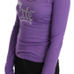 Purple Exte Crystal Embellished Long Sleeve Top Blouse